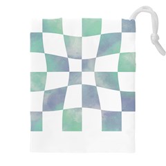 Checkerboard T- Shirt Psychedelic Watercolor Check Aqua T- Shirt Drawstring Pouch (4xl) by EnriqueJohnson