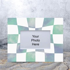 Checkerboard T- Shirt Psychedelic Watercolor Check Aqua T- Shirt White Tabletop Photo Frame 4 x6  by EnriqueJohnson