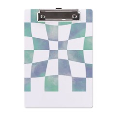 Checkerboard T- Shirt Psychedelic Watercolor Check Aqua T- Shirt A5 Acrylic Clipboard by EnriqueJohnson