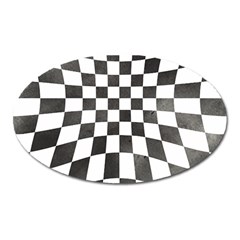 Checkerboard T- Shirt Watercolor Psychedelic Checkerboard T- Shirt Oval Magnet by EnriqueJohnson