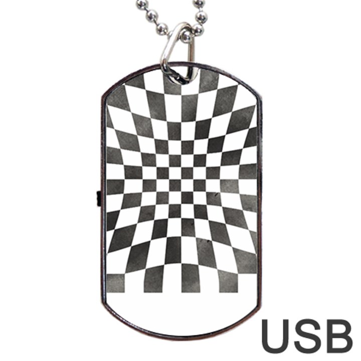 Checkerboard T- Shirt Watercolor Psychedelic Checkerboard T- Shirt Dog Tag USB Flash (One Side)