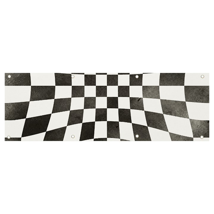 Checkerboard T- Shirt Watercolor Psychedelic Checkerboard T- Shirt Banner and Sign 9  x 3 