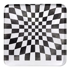 Checkerboard T- Shirt Watercolor Psychedelic Checkerboard T- Shirt Square Glass Fridge Magnet (4 Pack) by EnriqueJohnson