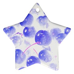 Cherry T- Shirt Blue Purple Cherries Fruit Photograph T- Shirt Ornament (Star)