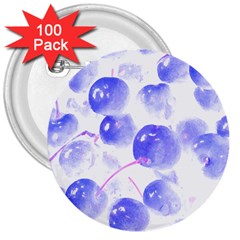 Cherry T- Shirt Blue Purple Cherries Fruit Photograph T- Shirt 3  Buttons (100 pack) 