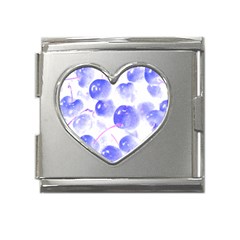 Cherry T- Shirt Blue Purple Cherries Fruit Photograph T- Shirt Mega Link Heart Italian Charm (18mm)