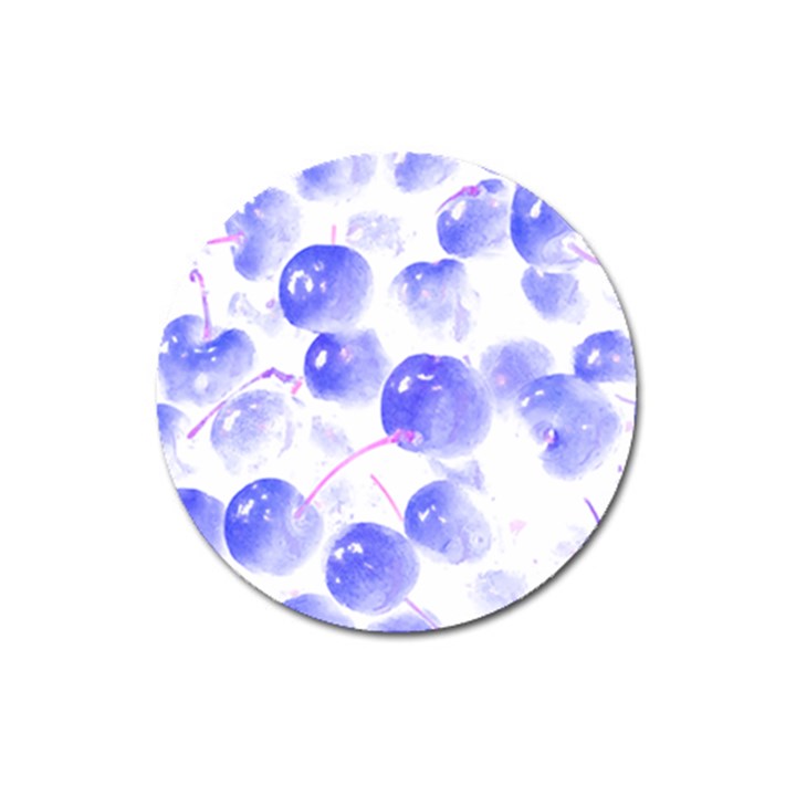 Cherry T- Shirt Blue Purple Cherries Fruit Photograph T- Shirt Magnet 3  (Round)