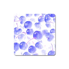 Cherry T- Shirt Blue Purple Cherries Fruit Photograph T- Shirt Square Magnet by EnriqueJohnson