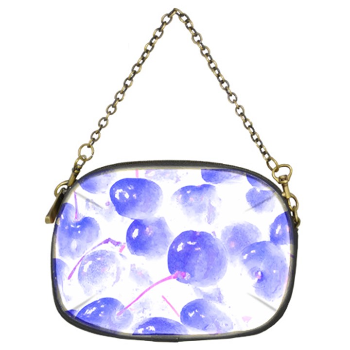 Cherry T- Shirt Blue Purple Cherries Fruit Photograph T- Shirt Chain Purse (Two Sides)