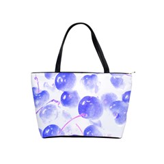 Cherry T- Shirt Blue Purple Cherries Fruit Photograph T- Shirt Classic Shoulder Handbag