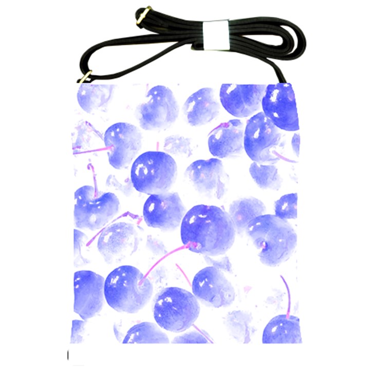 Cherry T- Shirt Blue Purple Cherries Fruit Photograph T- Shirt Shoulder Sling Bag