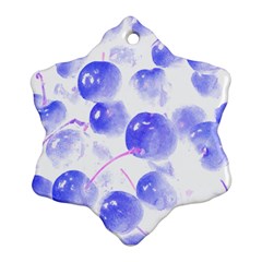 Cherry T- Shirt Blue Purple Cherries Fruit Photograph T- Shirt Ornament (Snowflake)