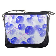 Cherry T- Shirt Blue Purple Cherries Fruit Photograph T- Shirt Messenger Bag