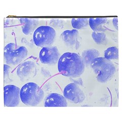 Cherry T- Shirt Blue Purple Cherries Fruit Photograph T- Shirt Cosmetic Bag (XXXL)