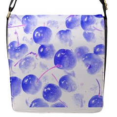 Cherry T- Shirt Blue Purple Cherries Fruit Photograph T- Shirt Flap Closure Messenger Bag (S)