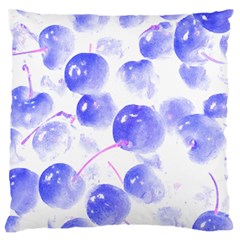 Cherry T- Shirt Blue Purple Cherries Fruit Photograph T- Shirt Large Premium Plush Fleece Cushion Case (Two Sides)