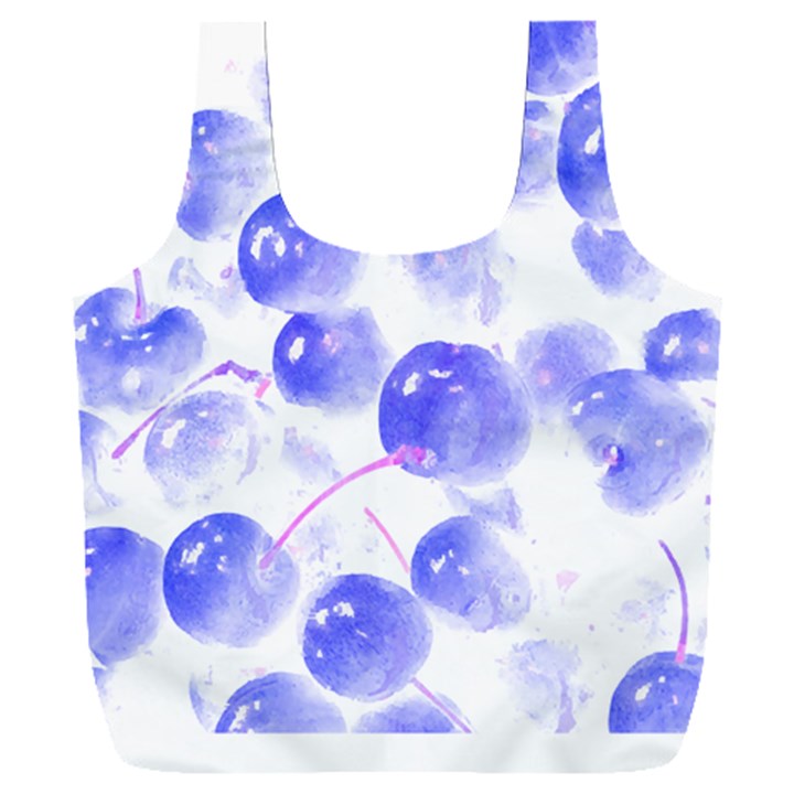 Cherry T- Shirt Blue Purple Cherries Fruit Photograph T- Shirt Full Print Recycle Bag (XXXL)