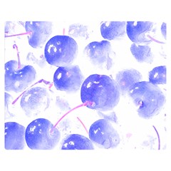 Cherry T- Shirt Blue Purple Cherries Fruit Photograph T- Shirt Premium Plush Fleece Blanket (Medium)