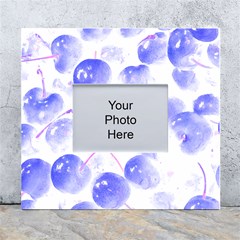 Cherry T- Shirt Blue Purple Cherries Fruit Photograph T- Shirt White Wall Photo Frame 5  x 7 