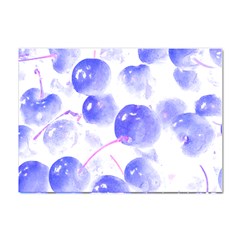 Cherry T- Shirt Blue Purple Cherries Fruit Photograph T- Shirt Crystal Sticker (A4)