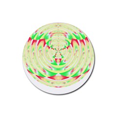 Circle Design T- Shirt Abstract Red Green Yellow Ornamental Circle Design T- Shirt Rubber Round Coaster (4 Pack) by EnriqueJohnson