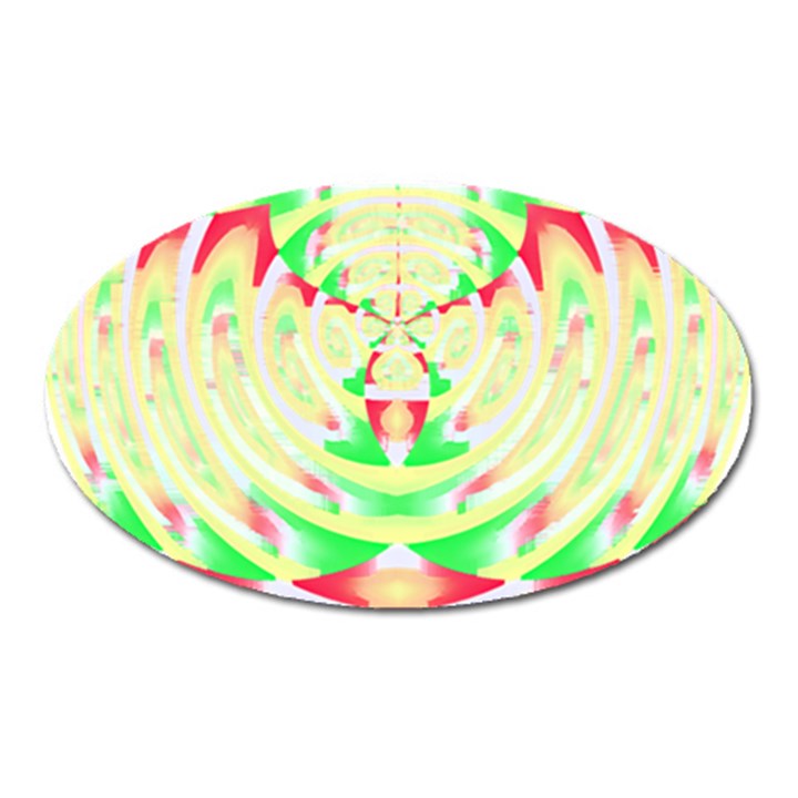 Circle Design T- Shirt Abstract Red Green Yellow Ornamental Circle Design T- Shirt Oval Magnet