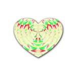 Circle Design T- Shirt Abstract Red Green Yellow Ornamental Circle Design T- Shirt Rubber Coaster (Heart) Front