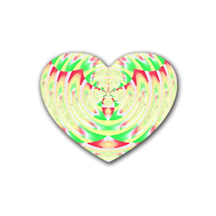 Circle Design T- Shirt Abstract Red Green Yellow Ornamental Circle Design T- Shirt Rubber Coaster (Heart)