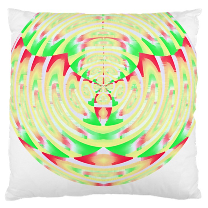 Circle Design T- Shirt Abstract Red Green Yellow Ornamental Circle Design T- Shirt Large Premium Plush Fleece Cushion Case (One Side)