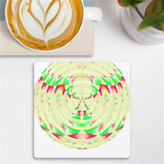 Circle Design T- Shirt Abstract Red Green Yellow Ornamental Circle Design T- Shirt Uv Print Square Tile Coaster  by EnriqueJohnson