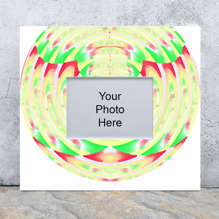 Circle Design T- Shirt Abstract Red Green Yellow Ornamental Circle Design T- Shirt White Wall Photo Frame 5  x 7 