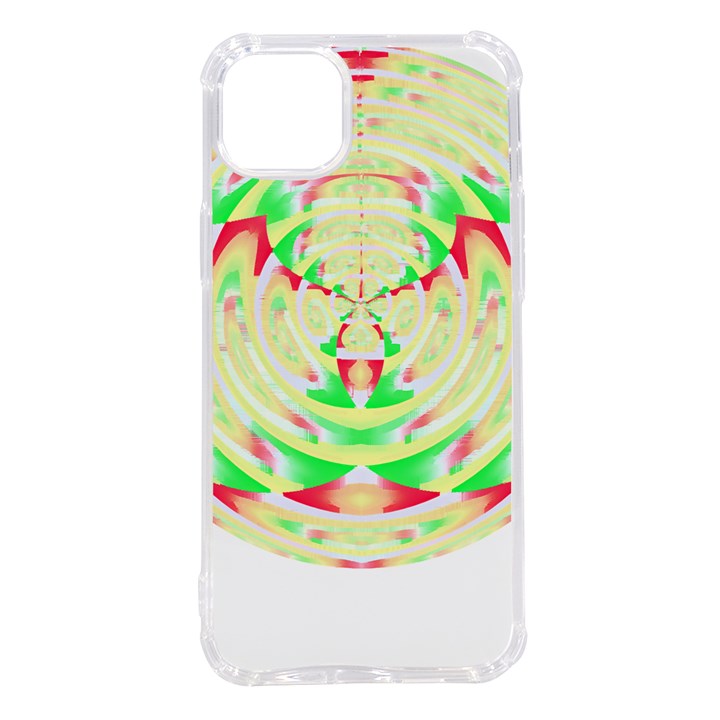 Circle Design T- Shirt Abstract Red Green Yellow Ornamental Circle Design T- Shirt iPhone 14 Plus TPU UV Print Case