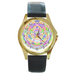 Circle T- Shirt Colourful Abstract Circle Design T- Shirt Round Gold Metal Watch by EnriqueJohnson