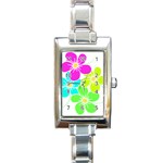 Colorful Flower T- Shirtcolorful Blooming Flower, Flowery, Floral Pattern T- Shirt Rectangle Italian Charm Watch Front