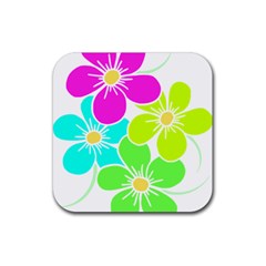 Colorful Flower T- Shirtcolorful Blooming Flower, Flowery, Floral Pattern T- Shirt Rubber Coaster (square) by EnriqueJohnson