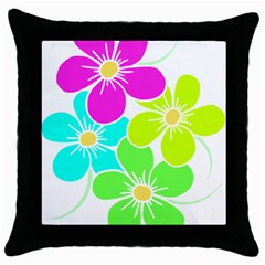 Colorful Flower T- Shirtcolorful Blooming Flower, Flowery, Floral Pattern T- Shirt Throw Pillow Case (black) by EnriqueJohnson