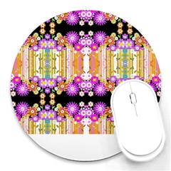 Colorful Flowers Pattern T- Shirt Colorful Wild Flowers T- Shirt Round Mousepad