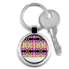 Colorful Flowers Pattern T- Shirt Colorful Wild Flowers T- Shirt Key Chain (Round)