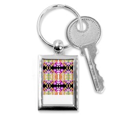 Colorful Flowers Pattern T- Shirt Colorful Wild Flowers T- Shirt Key Chain (Rectangle)