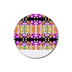 Colorful Flowers Pattern T- Shirt Colorful Wild Flowers T- Shirt Rubber Coaster (Round)