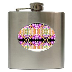 Colorful Flowers Pattern T- Shirt Colorful Wild Flowers T- Shirt Hip Flask (6 oz)