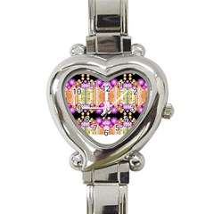 Colorful Flowers Pattern T- Shirt Colorful Wild Flowers T- Shirt Heart Italian Charm Watch