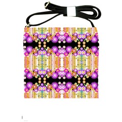 Colorful Flowers Pattern T- Shirt Colorful Wild Flowers T- Shirt Shoulder Sling Bag