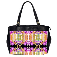 Colorful Flowers Pattern T- Shirt Colorful Wild Flowers T- Shirt Oversize Office Handbag (2 Sides)