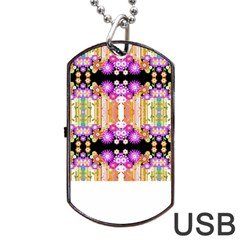 Colorful Flowers Pattern T- Shirt Colorful Wild Flowers T- Shirt Dog Tag USB Flash (Two Sides)