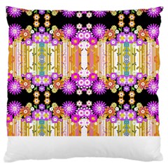 Colorful Flowers Pattern T- Shirt Colorful Wild Flowers T- Shirt Large Cushion Case (Two Sides)