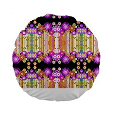 Colorful Flowers Pattern T- Shirt Colorful Wild Flowers T- Shirt Standard 15  Premium Round Cushions