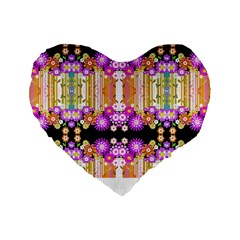 Colorful Flowers Pattern T- Shirt Colorful Wild Flowers T- Shirt Standard 16  Premium Heart Shape Cushions