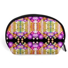 Colorful Flowers Pattern T- Shirt Colorful Wild Flowers T- Shirt Accessory Pouch (Large)