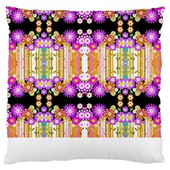 Colorful Flowers Pattern T- Shirt Colorful Wild Flowers T- Shirt Large Premium Plush Fleece Cushion Case (Two Sides)